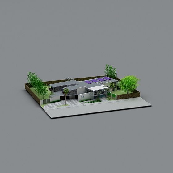 Futuristic Low-Poly Building 3D Model