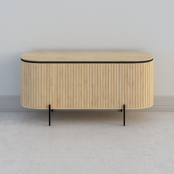 Stylish Oval Wooden Sideboard 3D model