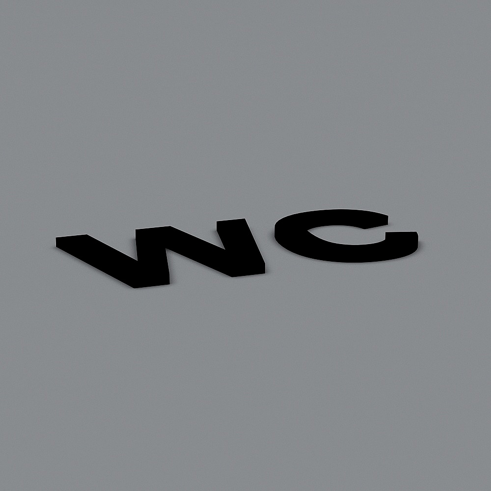 Minimalist Black WC Sign 3D model