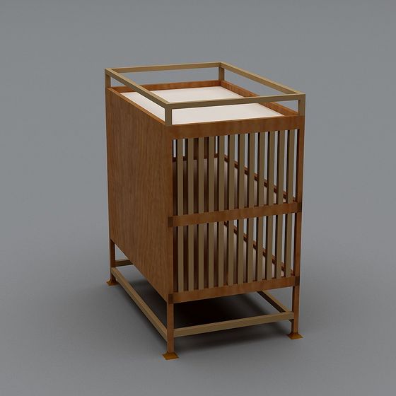 Rustic Wooden Crib 3D model