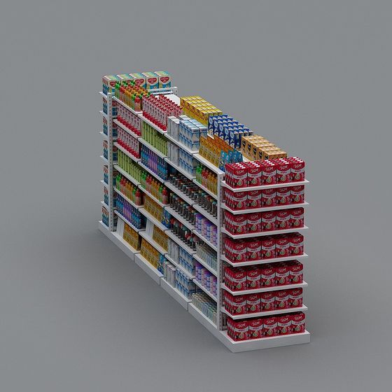 Modern Supermarket Shelf 3D model with Realistic Details