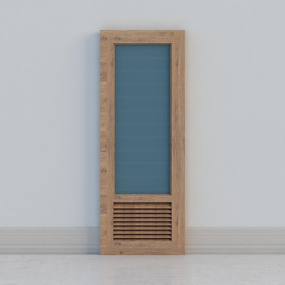 Stylish Wooden Louvered Window 3D model
