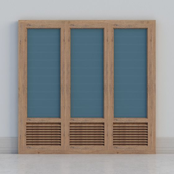 Stylish Low-Poly Blue Louvered Window 3D model