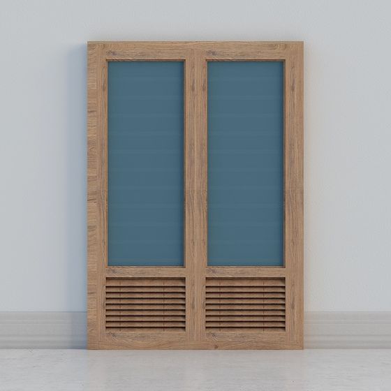 Elegant Low Poly Door 3D model with Blue Glass