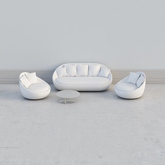 Elegant Low-Poly Sofa Set 3D model for Modern Spaces