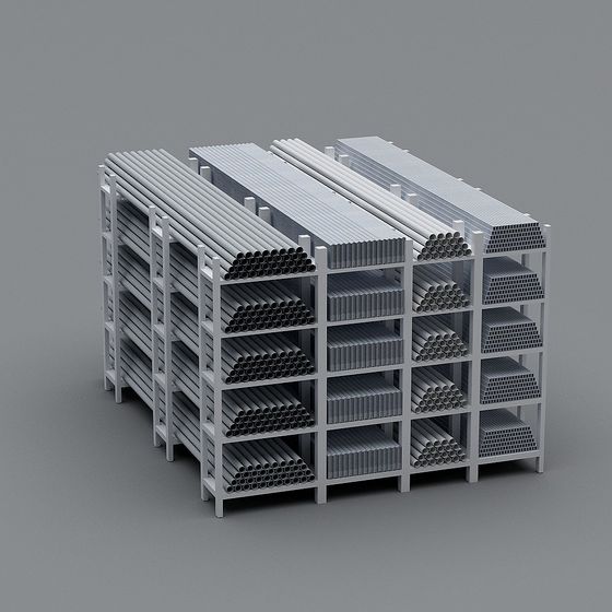 Industrial Aesthetic Metal Pipe Shelf 3D model