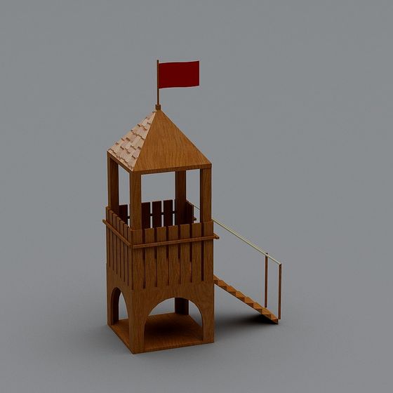 Wooden Watchtower 3D model with Low Poly Design
