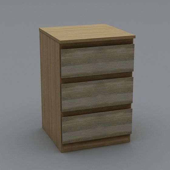 Minimalist Wooden Drawer Cabinet 3D model