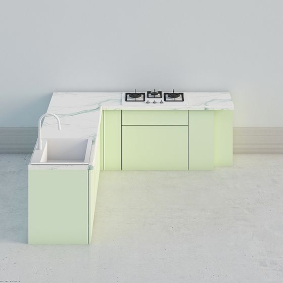 Modern Minimalist Kitchen Island 3D model