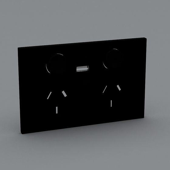 Sleek Black Socket 3D model for Modern Interiors