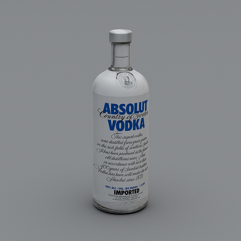 Classic Absolut Vodka Bottle 3D model