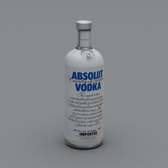 Classic Absolut Vodka Bottle 3D model