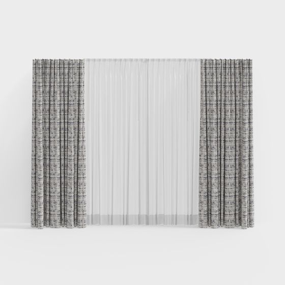 Elegant Low-Poly Curtain 3D Model