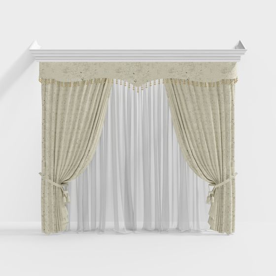 Elegant Vintage-Inspired Curtain 3D model