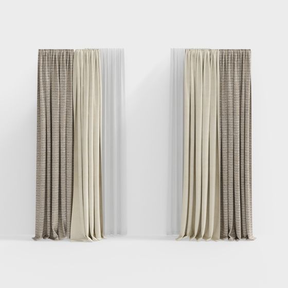 Stylish 3D Curtain Model for Contemporary Spaces