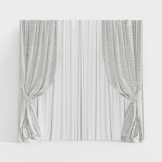 Soft Gray Modern Curtain 3D model