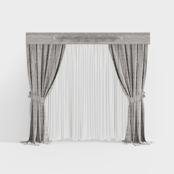 Graceful Low-Polygon Curtain 3D model for Interiors