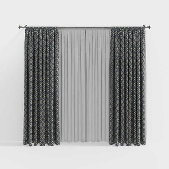 Elegant 3D Curtain Model for Modern Interiors