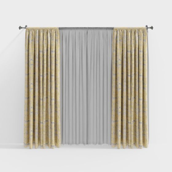 Stylish Low-Polygon Curtain 3D Model for Modern Design