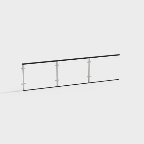 Chic Low-Polygon Glass Railing 3D model for Modern Spaces