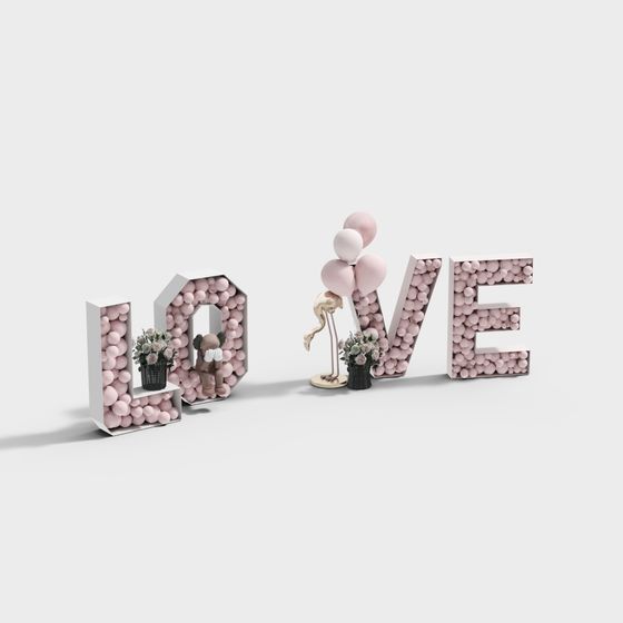 LOVE Balloon Letters 3D model