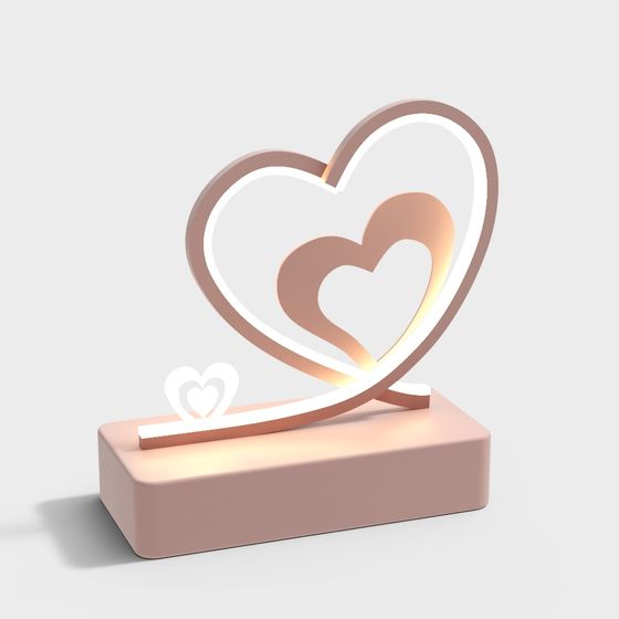 Charming Heart-Shaped Lamp 3D model