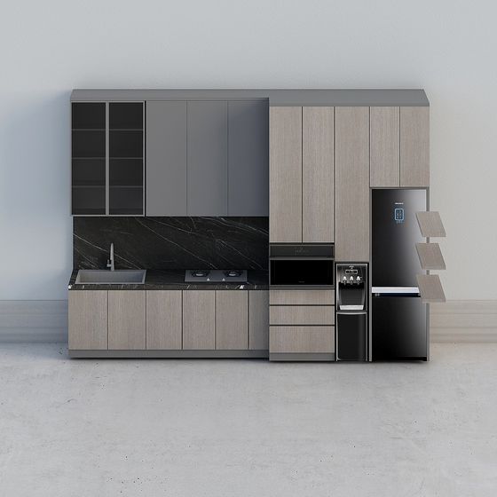 Elegant Minimalist Kitchen Cabinet 3D model