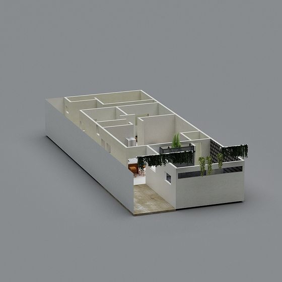 Dự án 3D khu vực hạ thấp với nhà tắm hiện có trong vườn