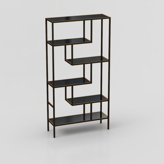 Elegant Black Glass Bookshelf 3D Model
