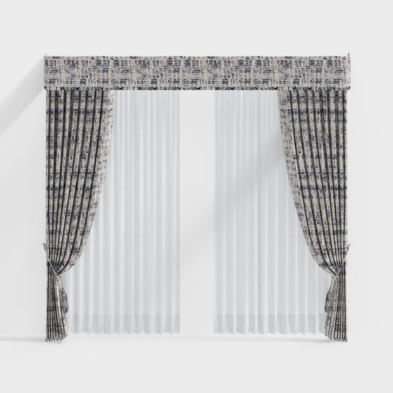 Elegant Low-Polygon Curtain 3D model