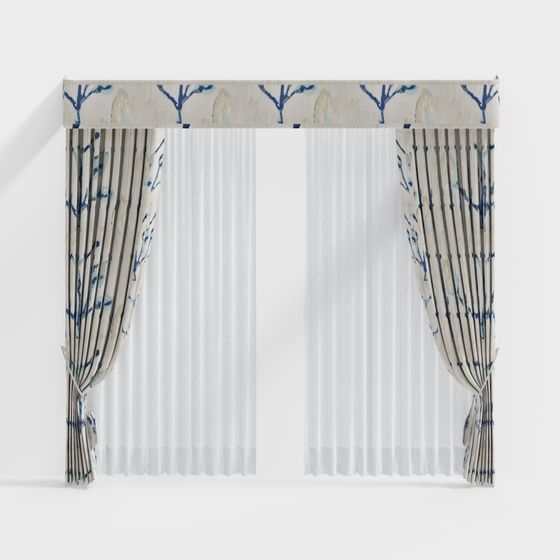 Forest Rhythm Low Polygon Curtain 3D model for Modern Interiors