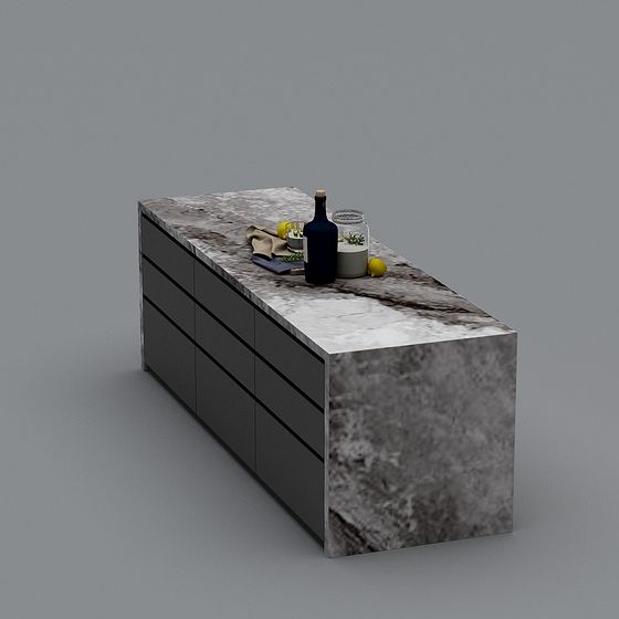 Modern Minimalist Kitchen Island 3D model