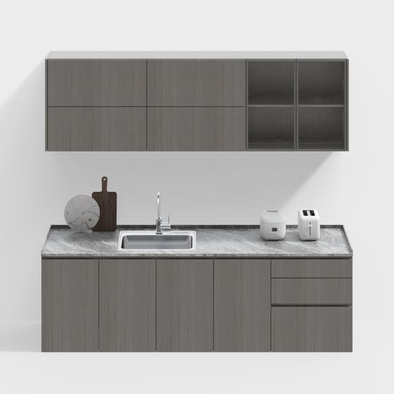 Modern Minimalist Kitchen Cabinet 3D model