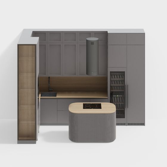 Stylish Kitchen 3D model for Modern Spaces