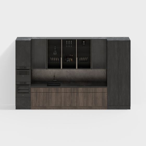 Modern Low-Polygon Bar Cabinet 3D model