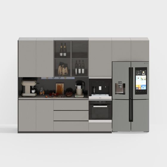 Gray Modern Cabinet 3D Model for Stylish Storage