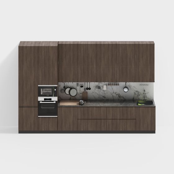 Stylish Low-Polygon Kitchen 3D model Design