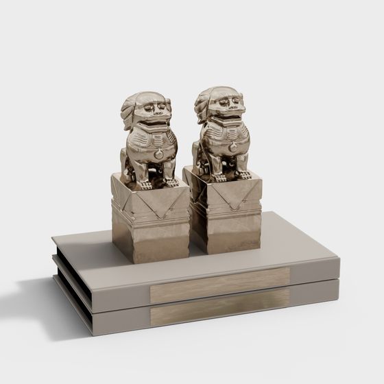 Dual Lion Guardian 3D model for Creative Projects