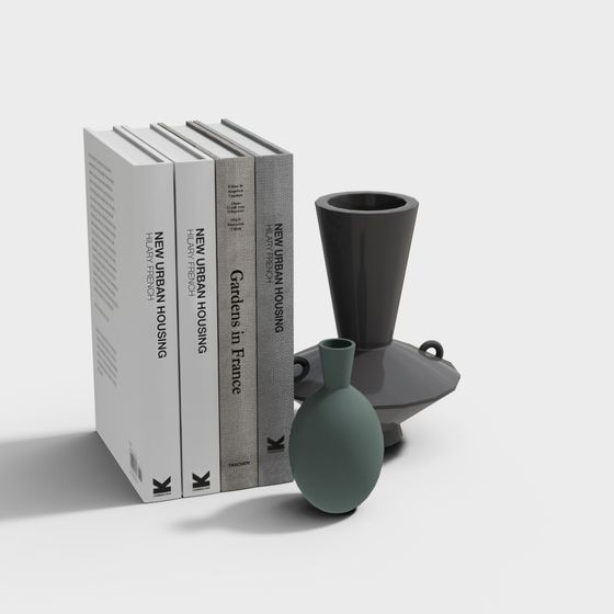 Stylish Low-Poly Book and Vase 3D Model for Creative Design
