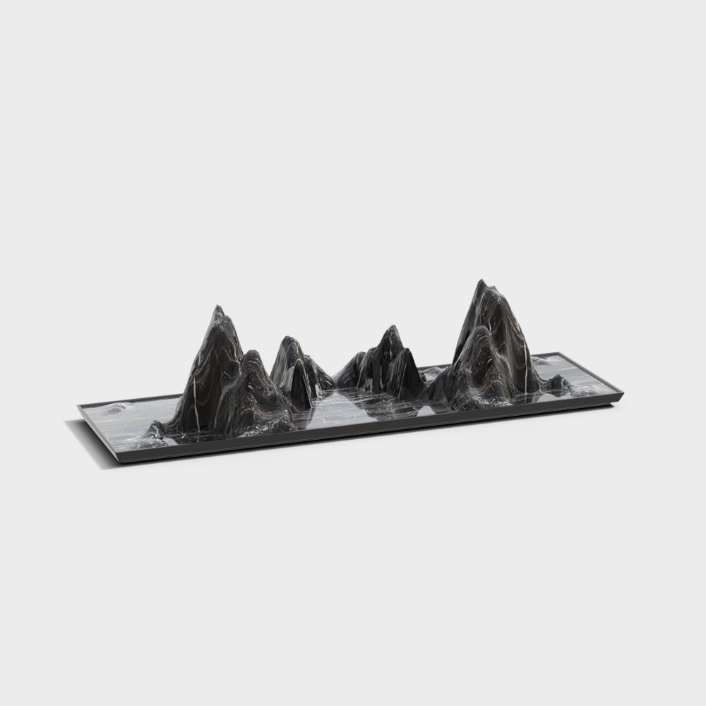 Low-Poly Mountain Landscape 3D Model – Black & Gray Rocks