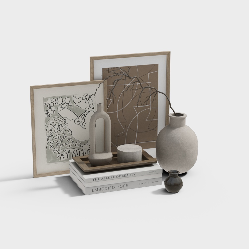 Contemporary Low-Polygon Decorative Set 3D model
