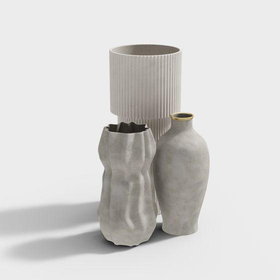 Stylish Urban Vase Set 3D Model