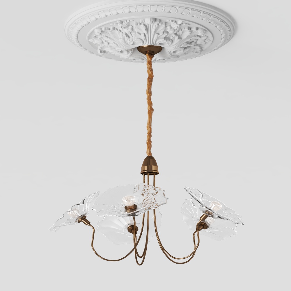 Victorian-style Chandelier 3D Model – Classic Gold Frame