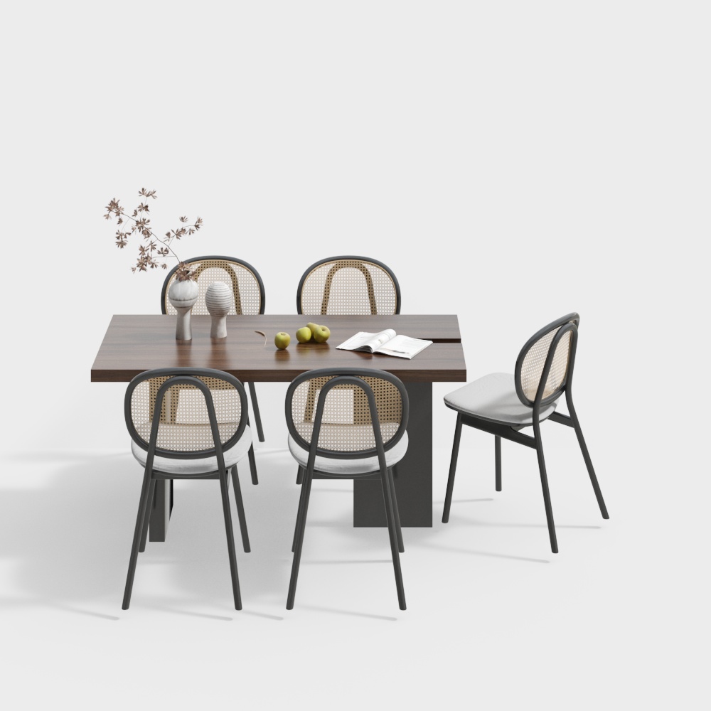 Urban Dining Table and Chair Set – Low-Poly Furniture