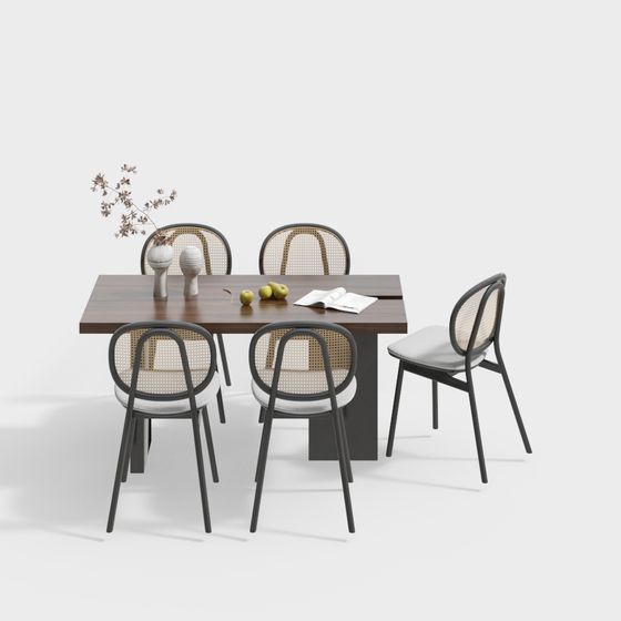 Urban Dining Table and Chair Set 3D model