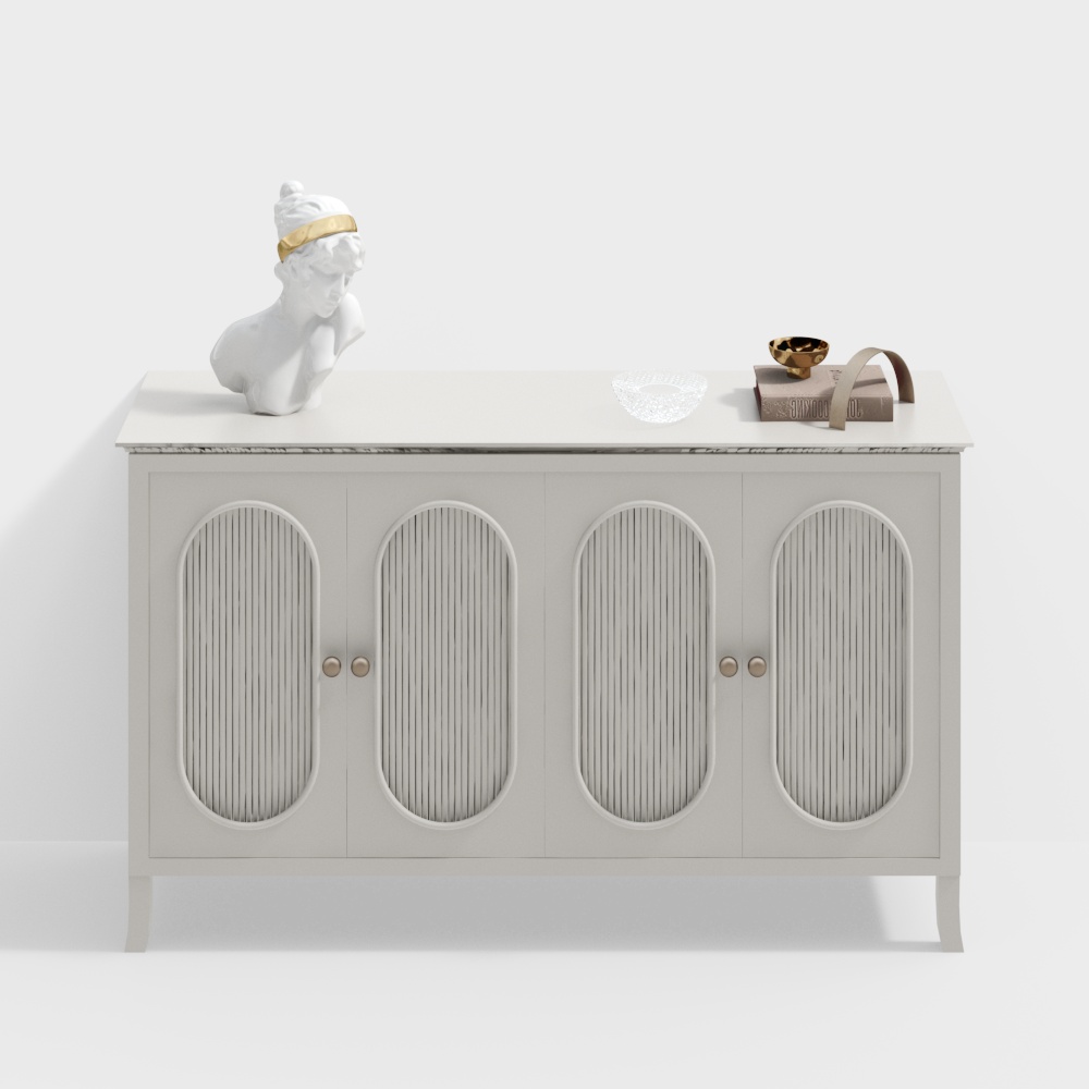 Elegant Vintage-Modern Sideboard – Marble & Gold Design