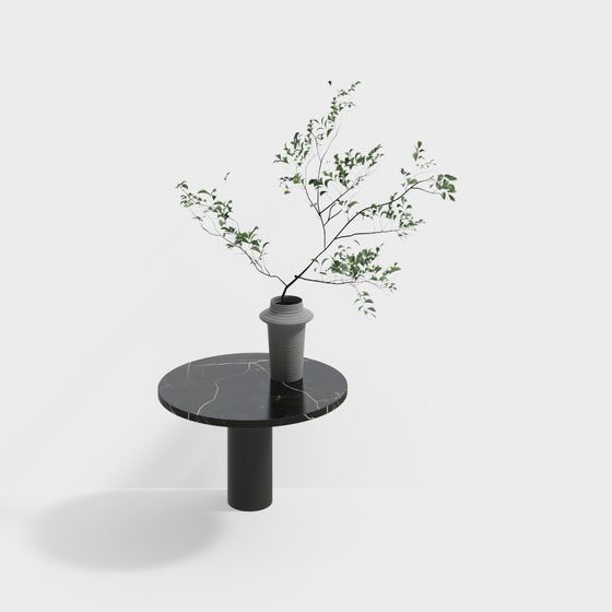 Minimalist Vase and Marble Table 3D model