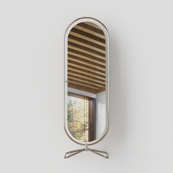 Elegant Arched Floor Mirror 3D model