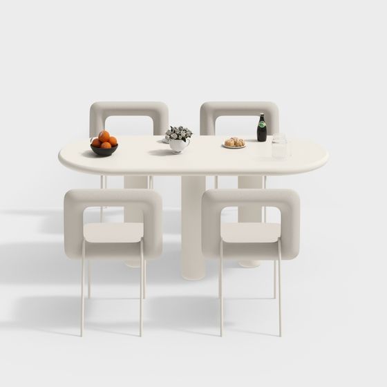 Modern Minimalist 3D Dining Table and Chairs Set