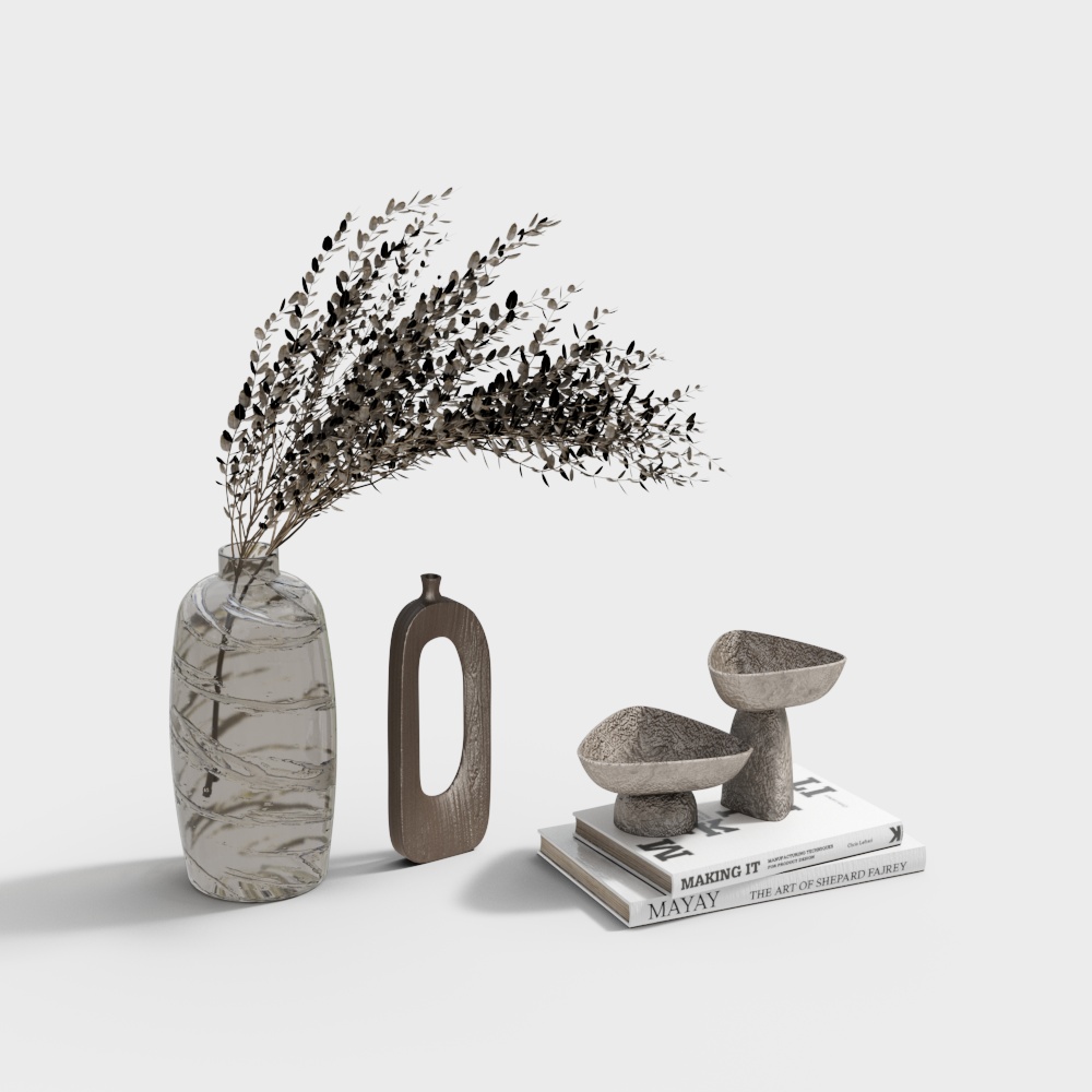 Urban Greenery 3D Model – Natural Wood and Stone Design